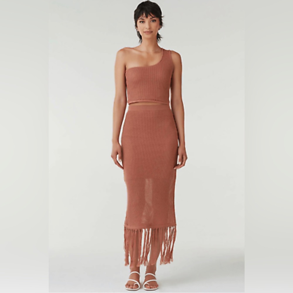 Vetta knit skirt and one shoulder top set